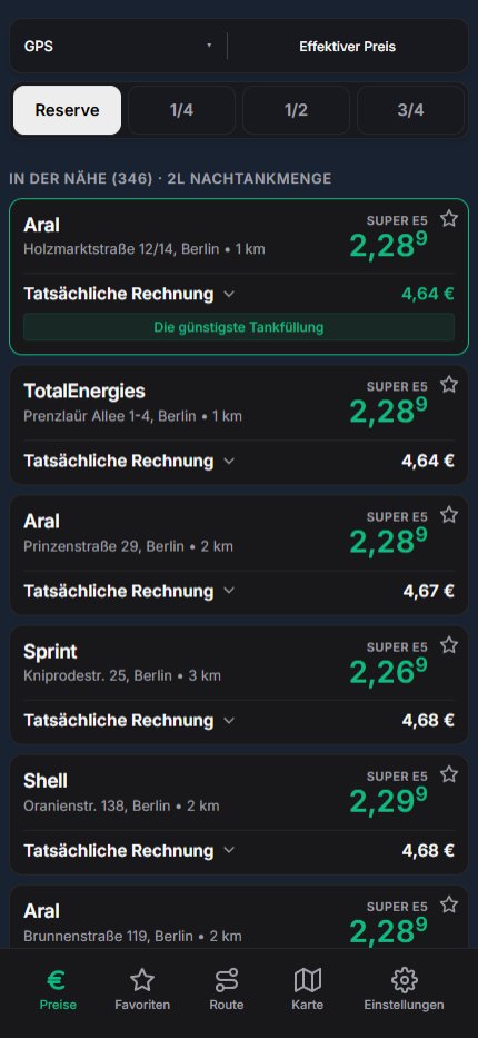 TankPilot App Screenshot